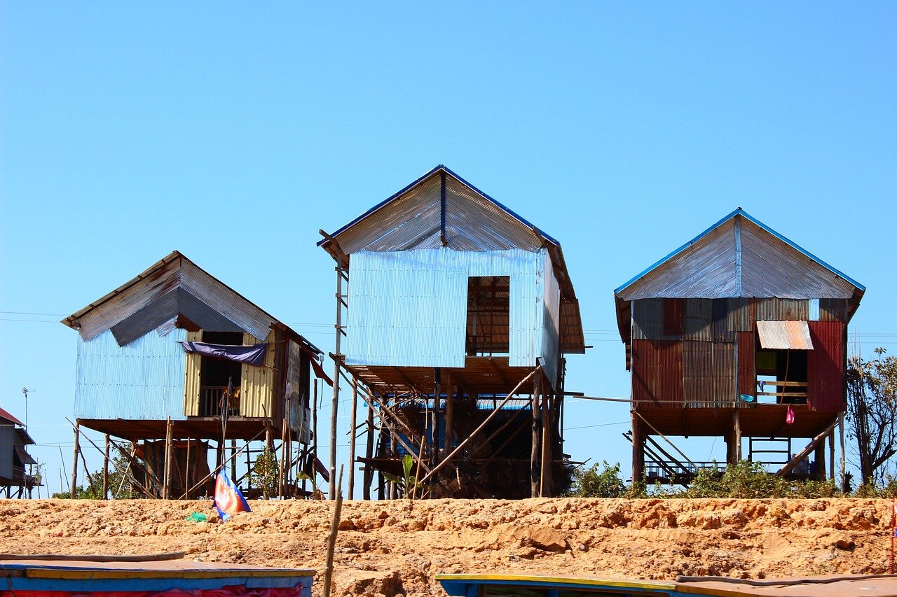 Stilt-Houses on Tonle Sap Lake near Siem Reap, Cambodia